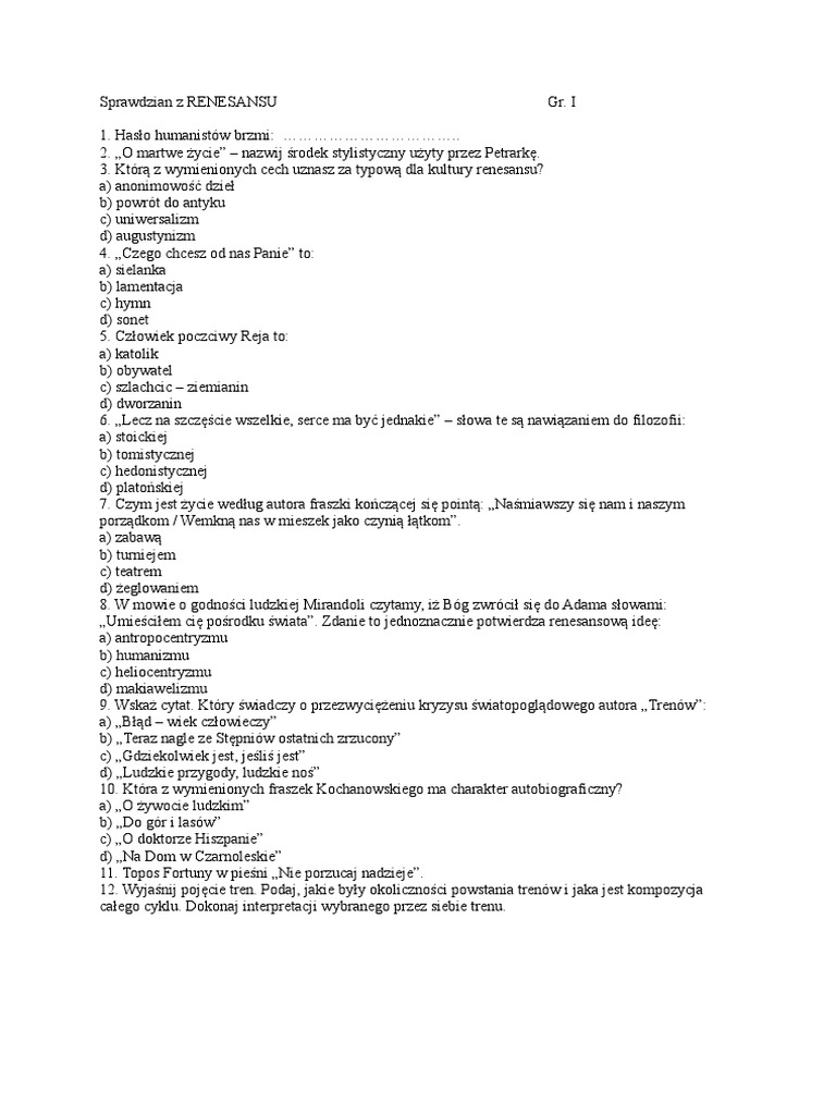 Sprawdzian renesans