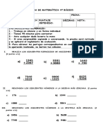 Prueba de Matemática 4º Básico