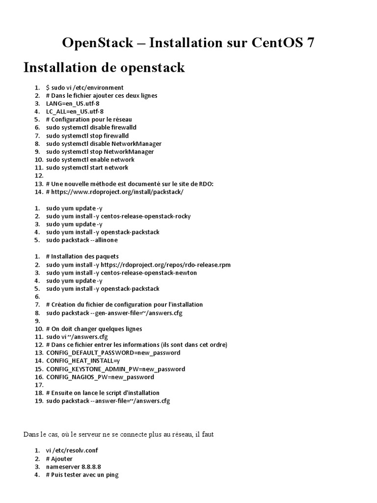 Installation d'OpenStack sur CentOS 7 | PDF | OpenStack | Informatique