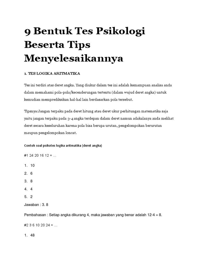 9 Bentuk Tes Psikologi Beserta Tips Menyelesaikannya