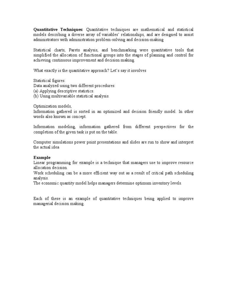Quantitative Techniques for Decision-Making | PDF | Conceptual Model ...