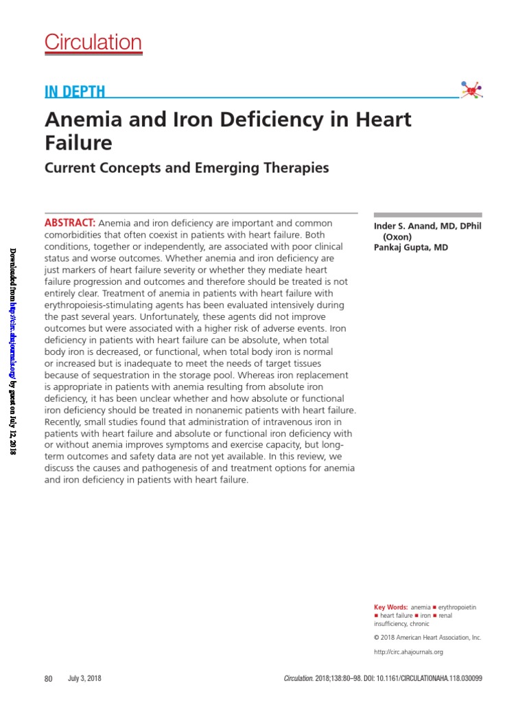 29967232: Anemia and Iron Deficiency in Heart Failure Current Concepts ...