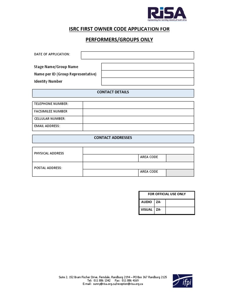 ISRC Code Application for Performers | PDF | Media Technology ...