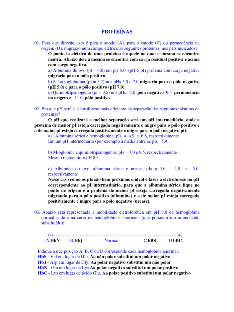 Exercicios_Proteinas2 | Aminoácido | Proteínas