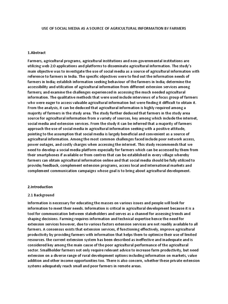 Social Media's Role in Farmer Information | PDF | Qualitative Research ...