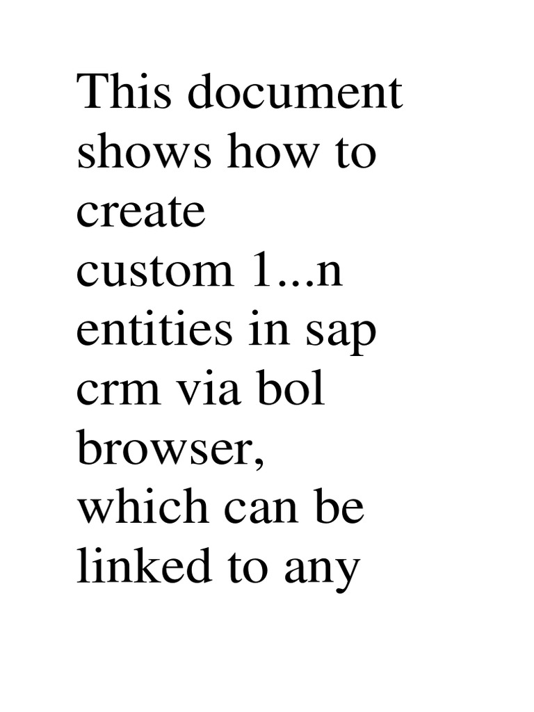 Create Custom Entities in SAP CRM | PDF