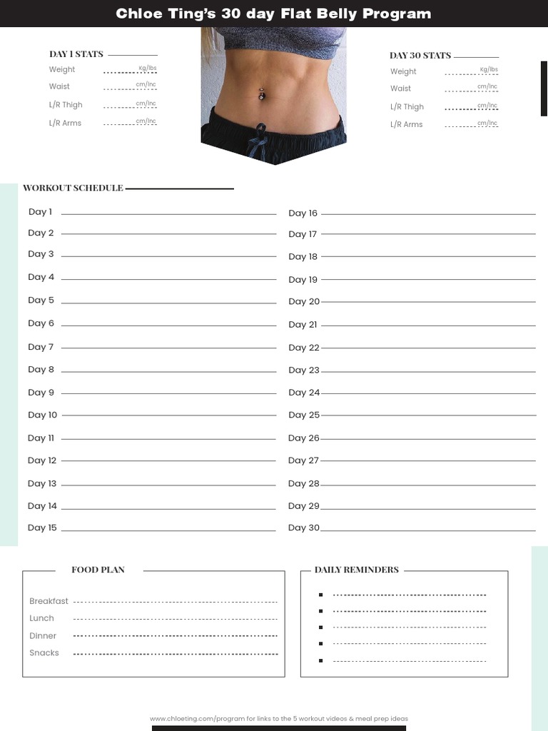 Chloe Ting Free Flat Belly Program Schedule Pdf Meal Eating Behaviors