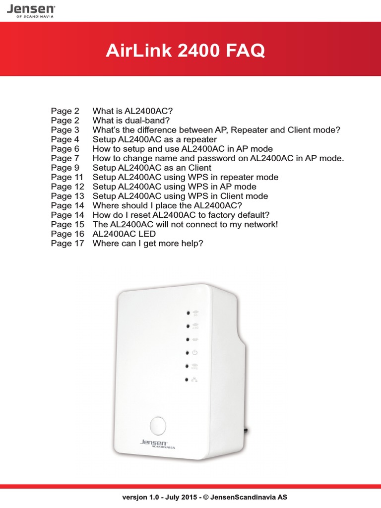 Al2400ac Faq July 2015 Eng Web | PDF | Wireless Lan | Wireless Access Point