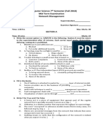 BS Computer Science 7 Semester (Fall 2018) Mid Term Examination Network Management