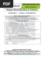JEE Advanced 2019 Paper-2 Maths