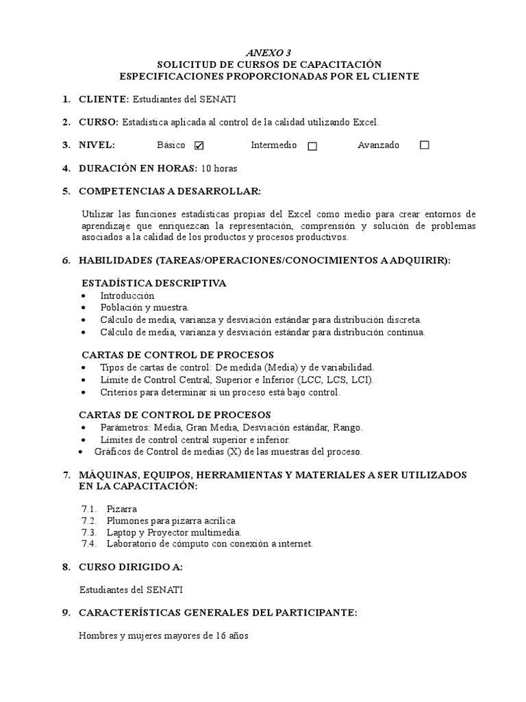 Estadistica Aplicada Al Control de Calidad Utilizando Excel | PDF ...