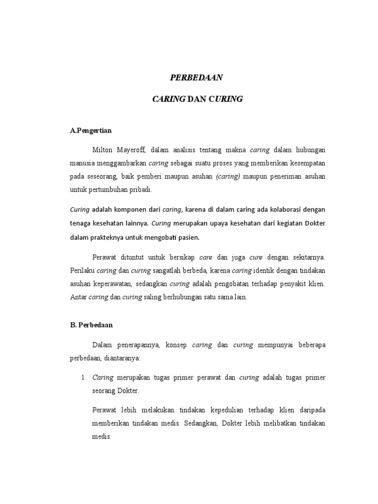Perbedaan Caring Dan Curing | PDF