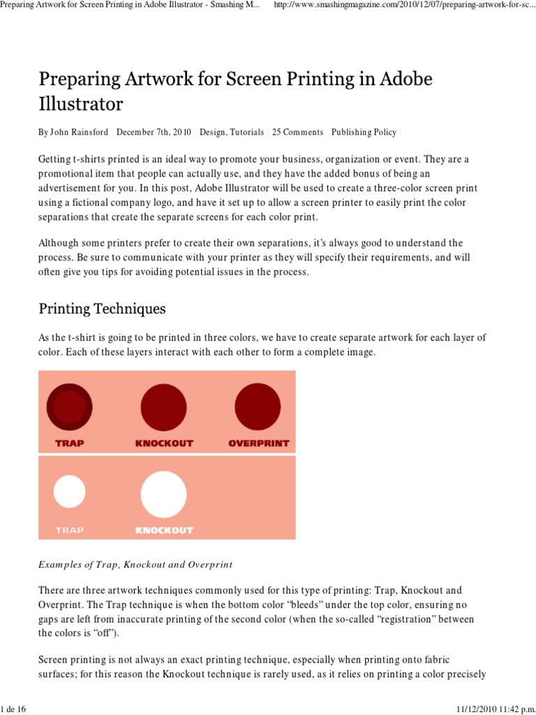 Preparing Artwork For Screen Printing in Adobe Illustrator - Smashing