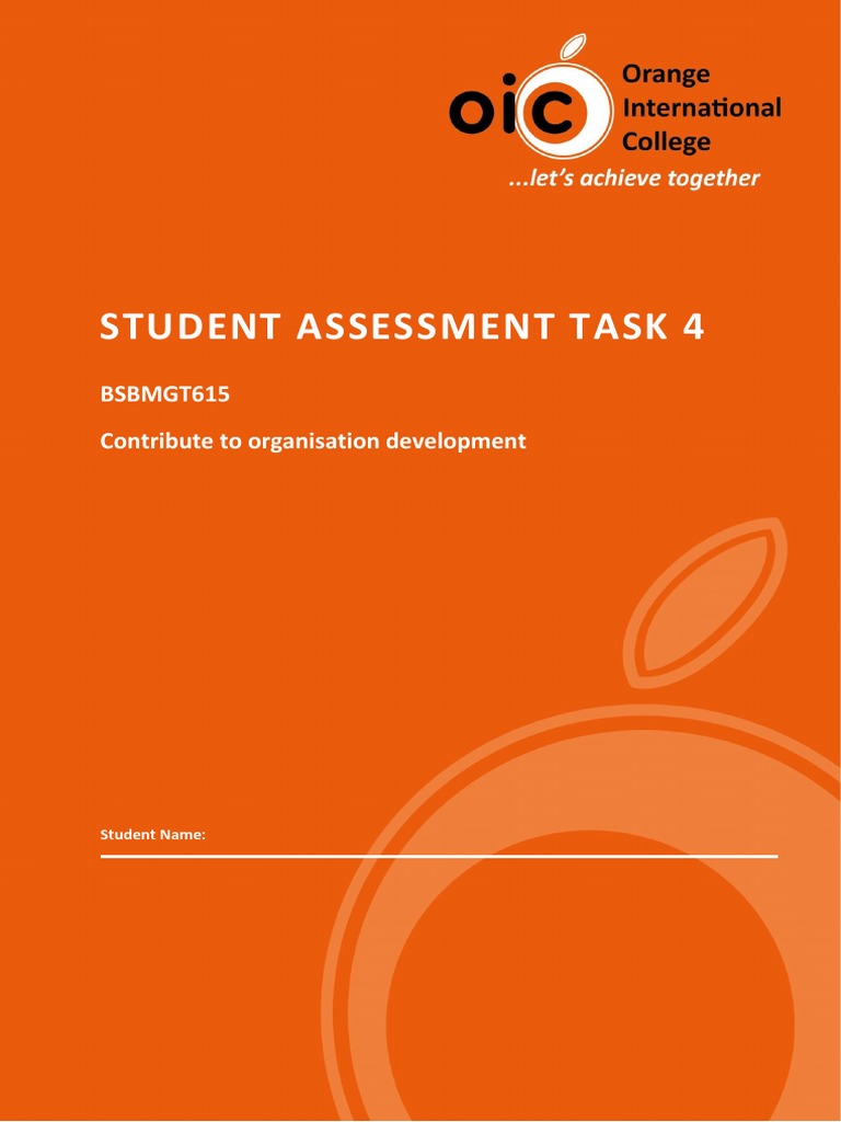 Bsbmgt615 Student Assessment Task 4 Pdf Organization Development