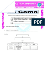 Ficha Clases de Coma para Quinto de Primaria