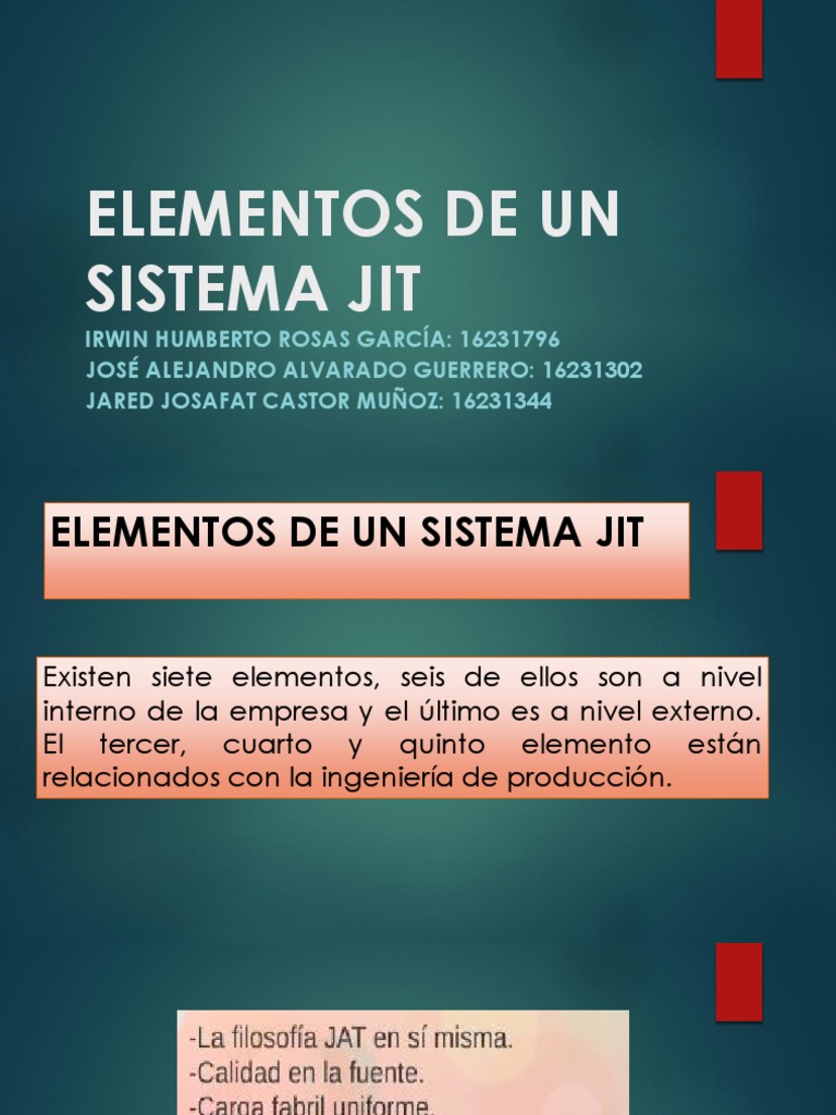 Elementos Clave del Sistema JIT | PDF | Producción y fabricación | Business