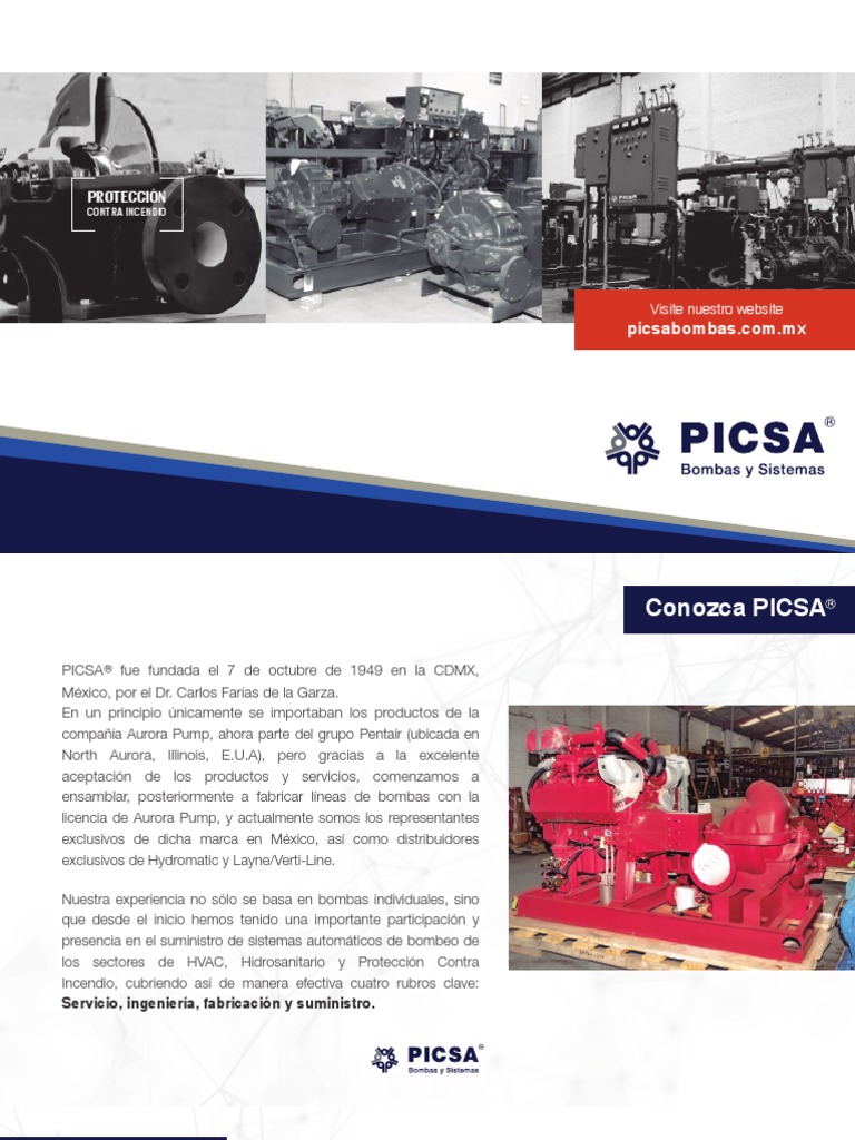 Bombas PICSA: Sistemas Contra Incendio | PDF | Bomba | Turbocompresor