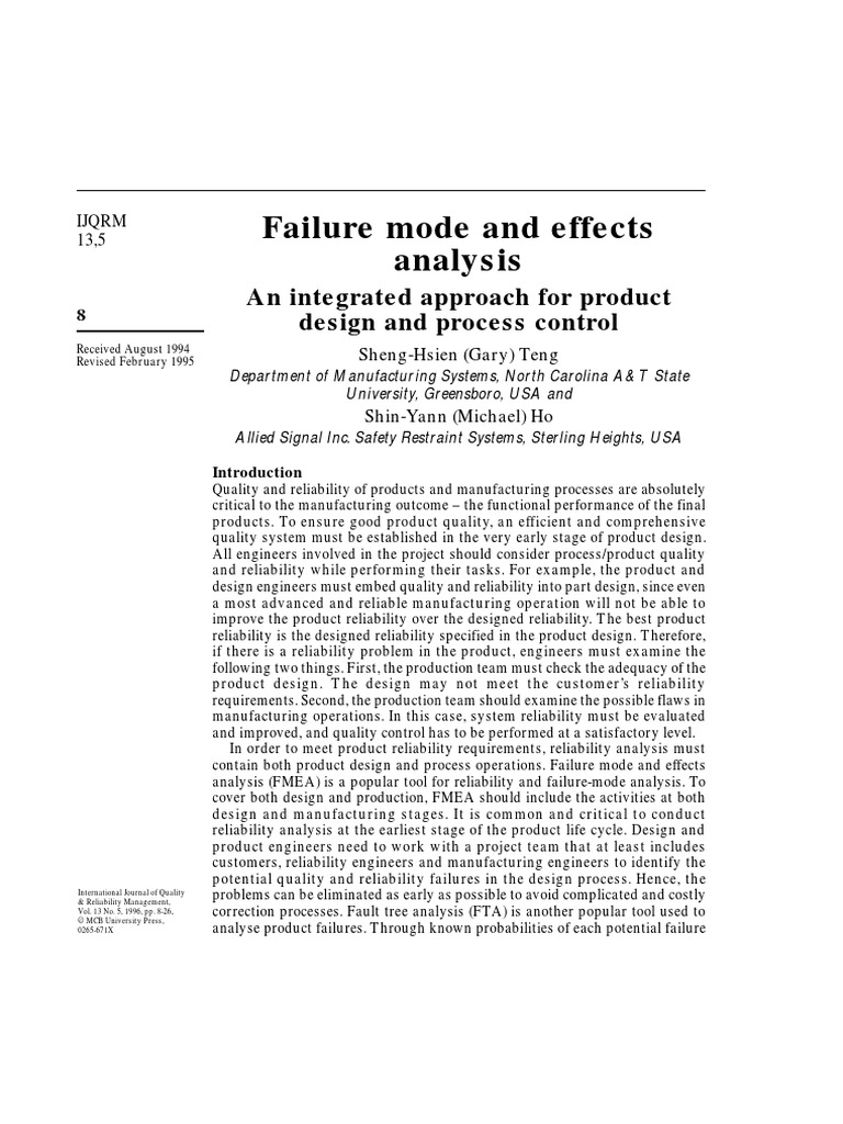 (International Journal of Quality and Reliability Management) Failure