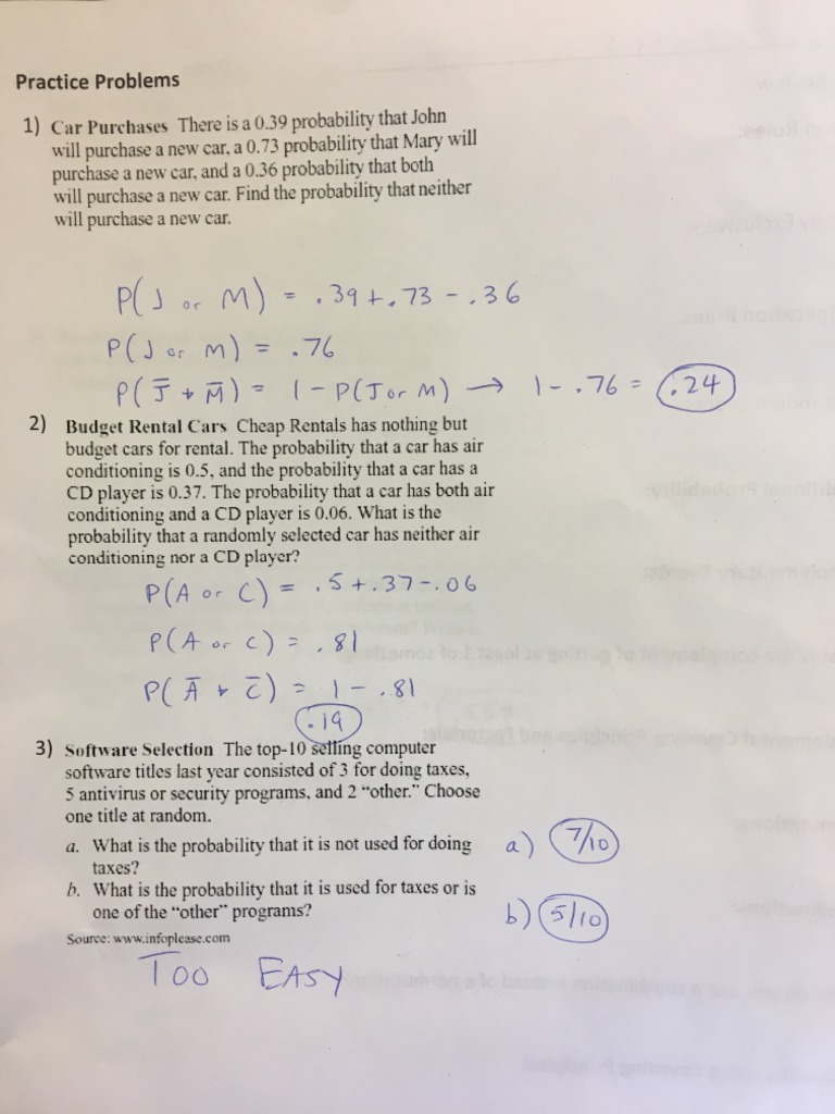 Probability Review Answers | PDF