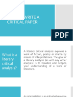 How To Write A Critical Paper Literature