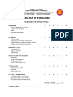 College of Education: Rubrics For Reportorial