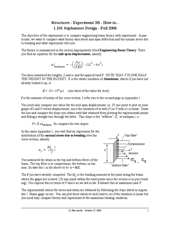 Beam Theory vs. Experimental Analysis | PDF | Bending | Beam (Structure)