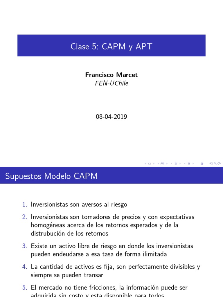 Capm y Apt | PDF | Modelo de fijación de precios de activos de capital ...