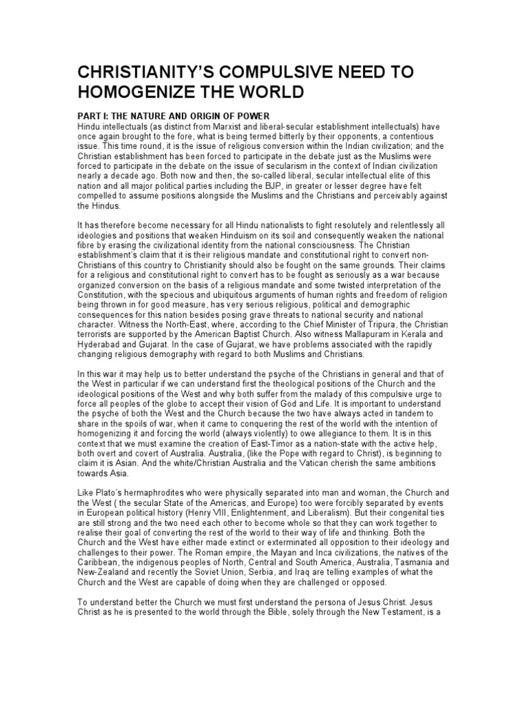 Christianity's Drive for Global Homogenization | PDF | Catholic Church ...