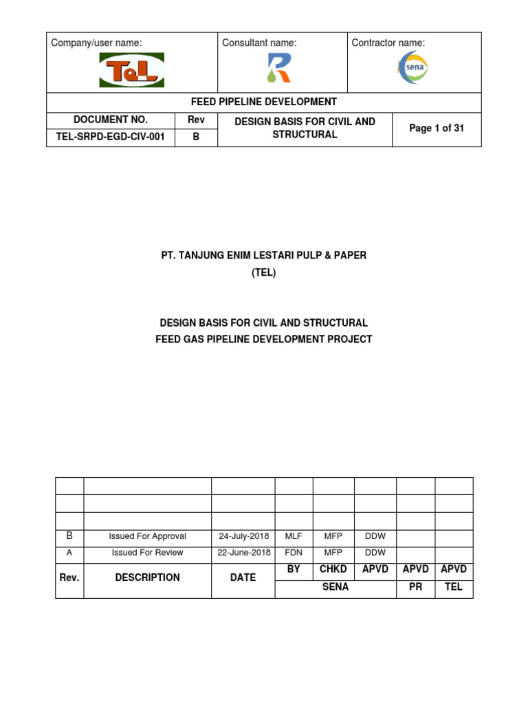 Design Basis for Gas Pipeline Project | PDF | Structural Steel | Concrete