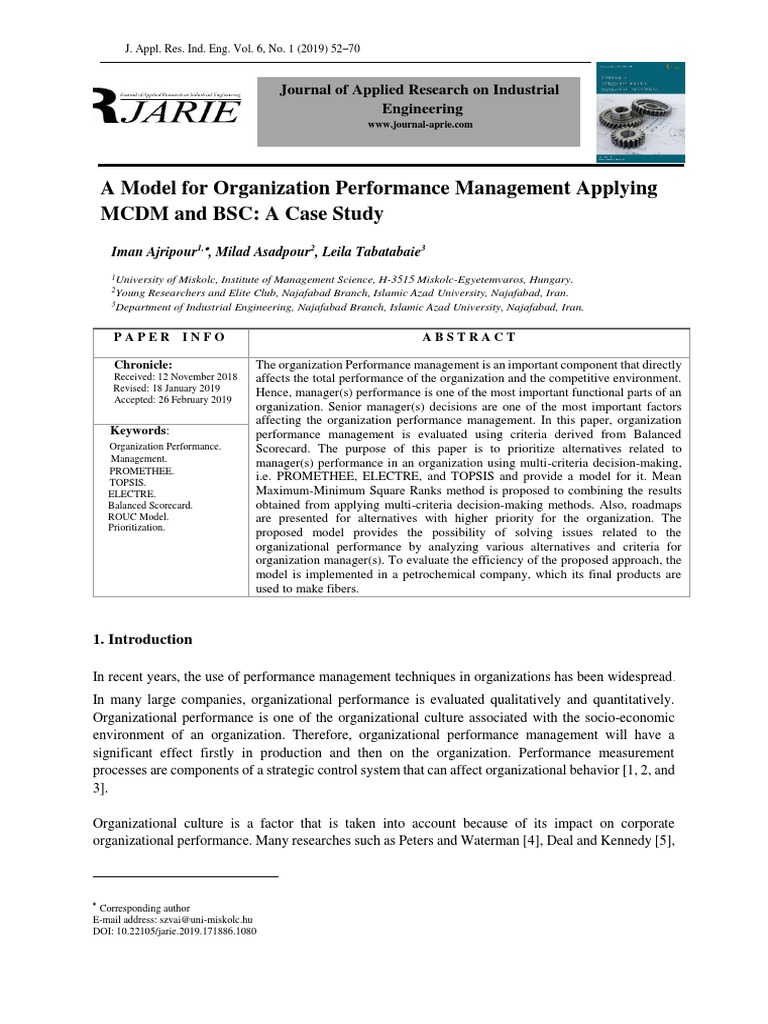 Performance Management Model Using MCDM | PDF | Decision Making ...