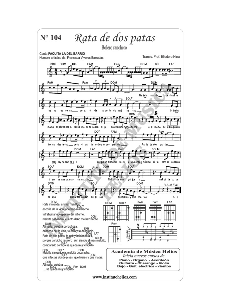 Rata De Dos Patas Letra Y Acordes