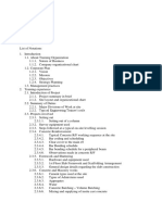 Table of Contents of An Industrial Training Report