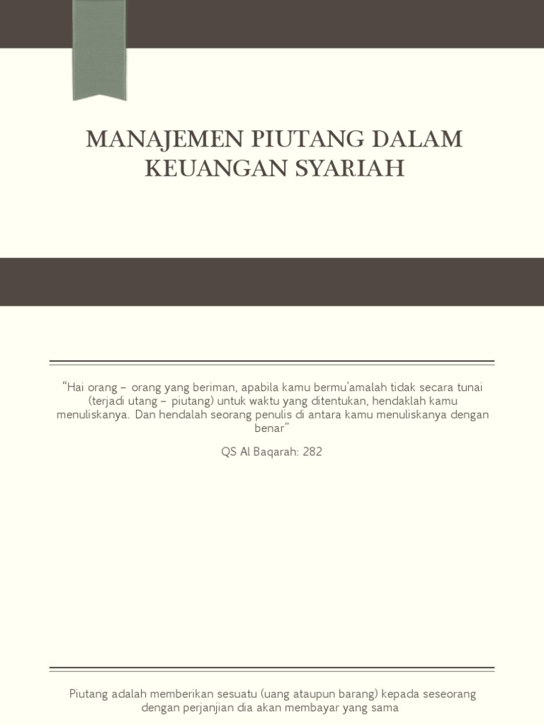 Manajemen Piutang Dalam Keuangan Syariah