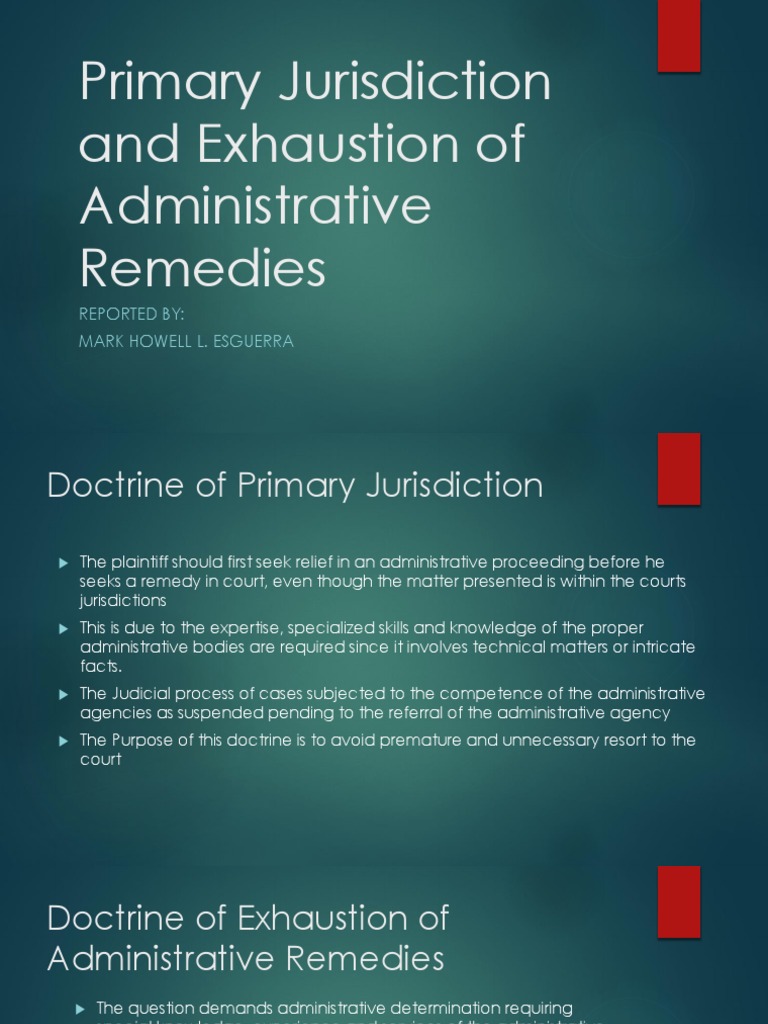 Primary Jurisdiction and Exhaustion of Administrative Remedies PDF