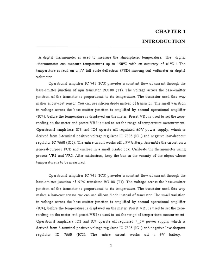 Digital Thermometer Report Final | PDF | Operational Amplifier | Diode