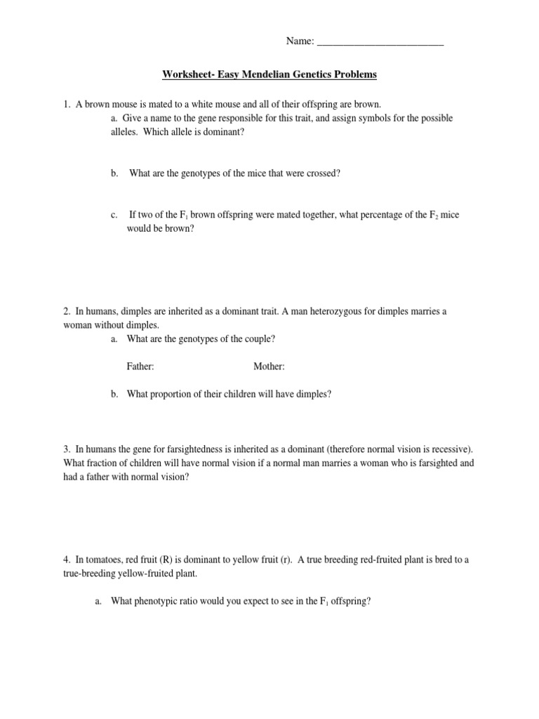 Intermediate Genetics Problems Dominance Genetics Genotype Intermediate Genetics Problems Dominance Genetics Genotype