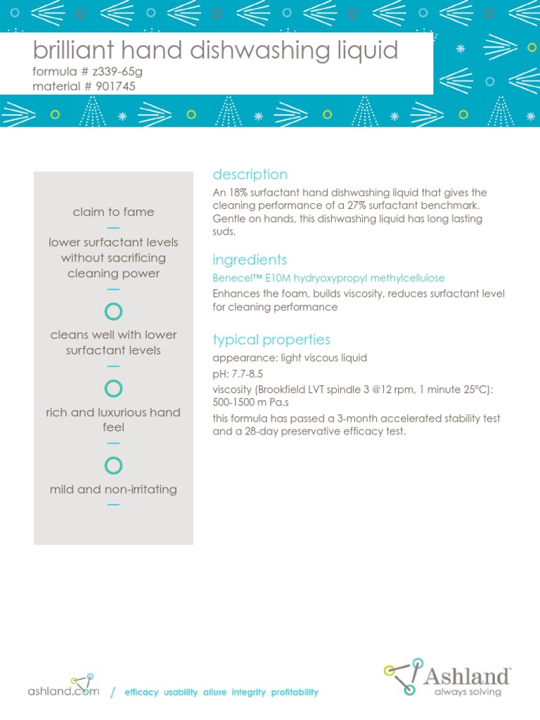Home Care Brilliant Hand Dishwashing Liquid Formulation z33965G