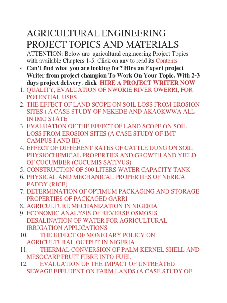 project topics in agricultural education pdf