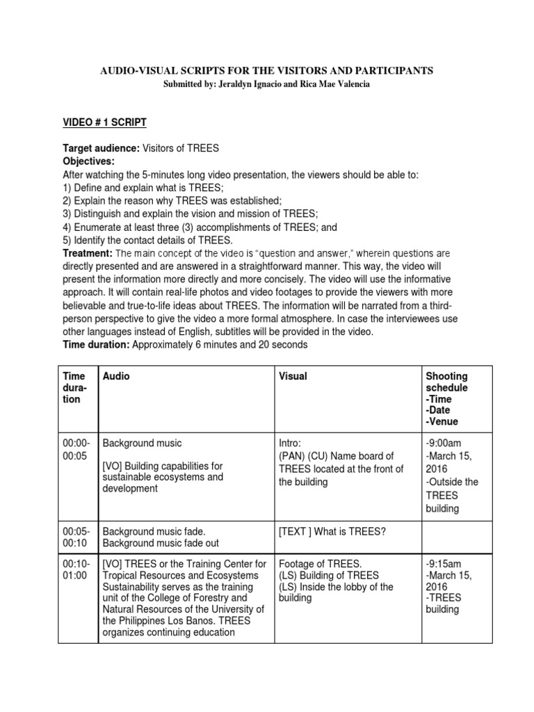 TREES Training Center Video Scripts | PDF | Forestry | Sustainability
