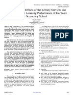 A Study On The Effects of The Library Services and Resources To The Learning Performance of Isa Town Secondary School