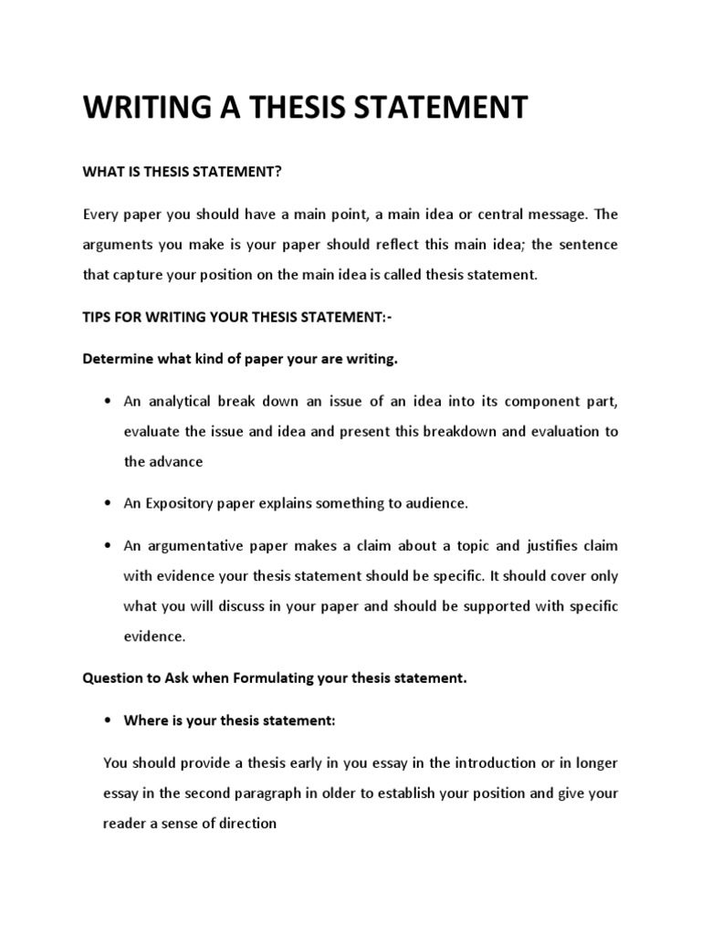 what is a thesis statement pdf