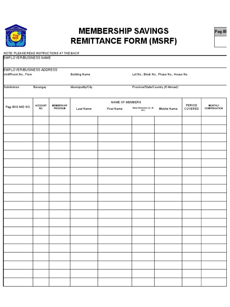 MSRF Pag-IBIG Membership Form Guide | PDF | Business