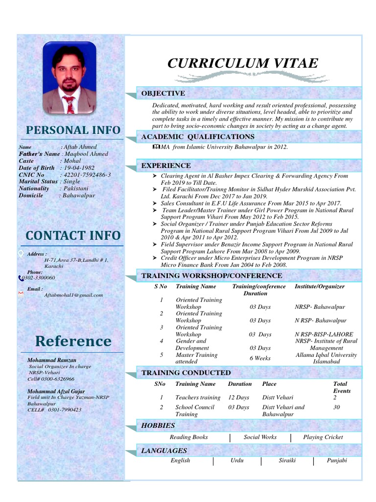 CV Aftab Ahmed Mohal | PDF | Pakistan