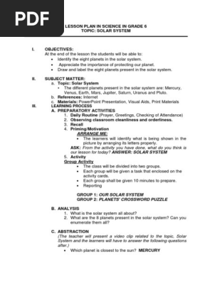 Lesson Plan3 Planets Solar System