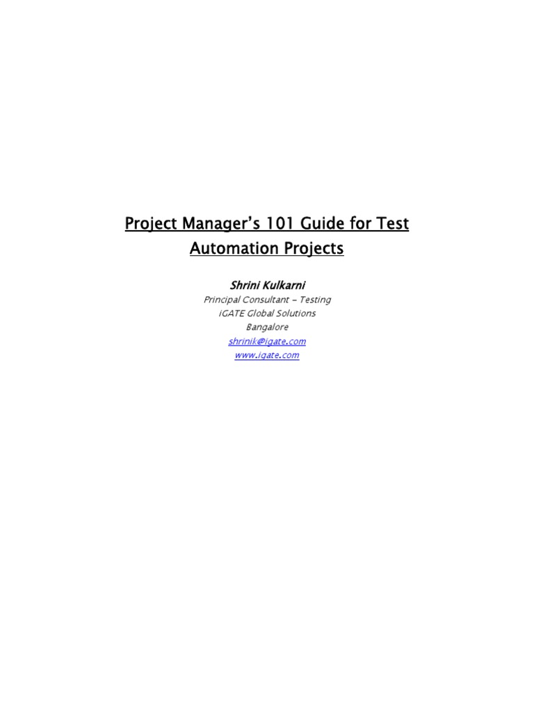 Test Automation Project Management Guide | PDF | Software Testing ...
