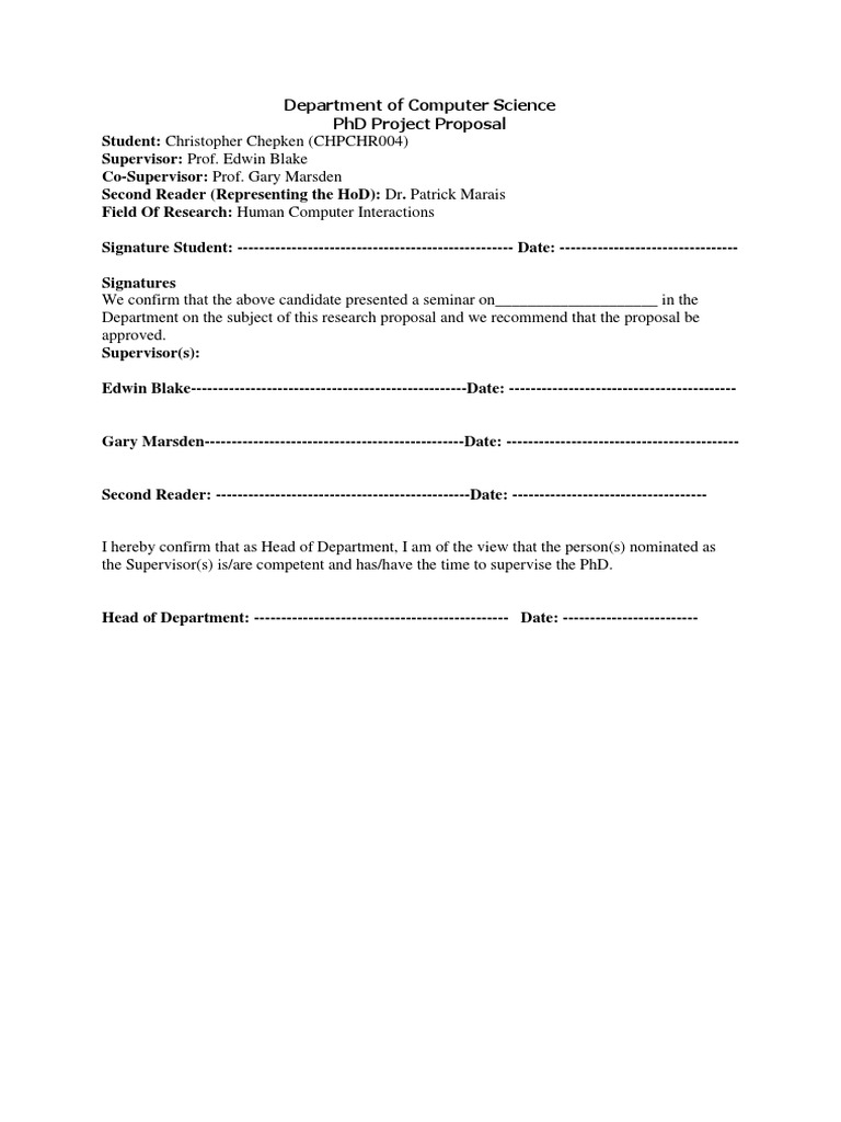 Department of Computer Science PHD Project Proposal | PDF | Action ...