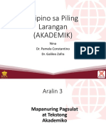 Aralin 3 Mapanuring Pagsulat at Tekstong Akademiko