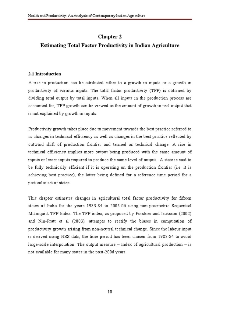 Indian Agriculture Productivity Analysis | PDF | Production Function ...