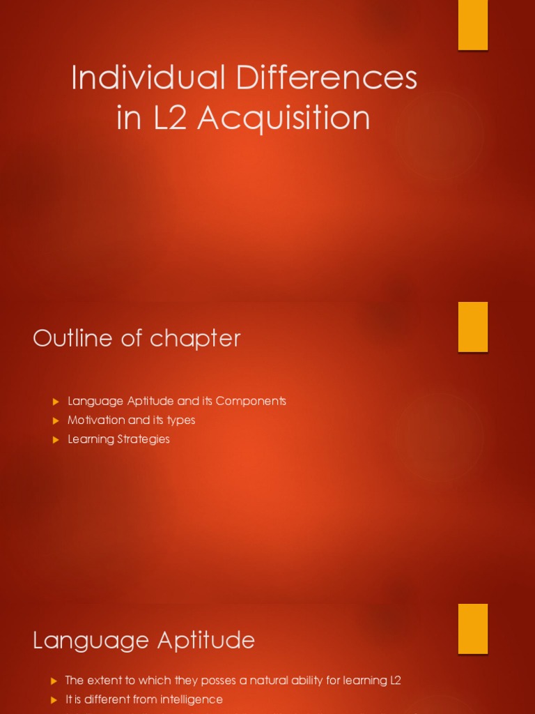 Individual Differences in L2 | PDF | Second Language Acquisition ...