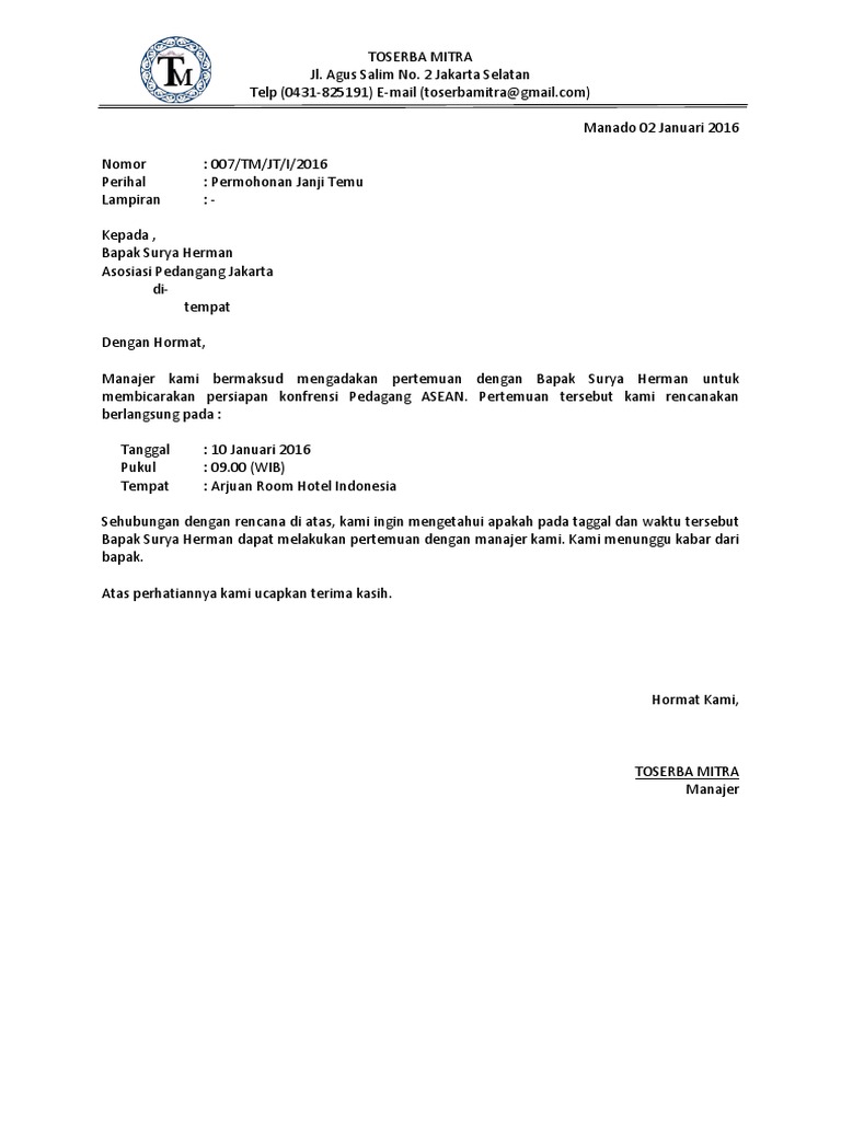 Surat Janji Temu Pdf